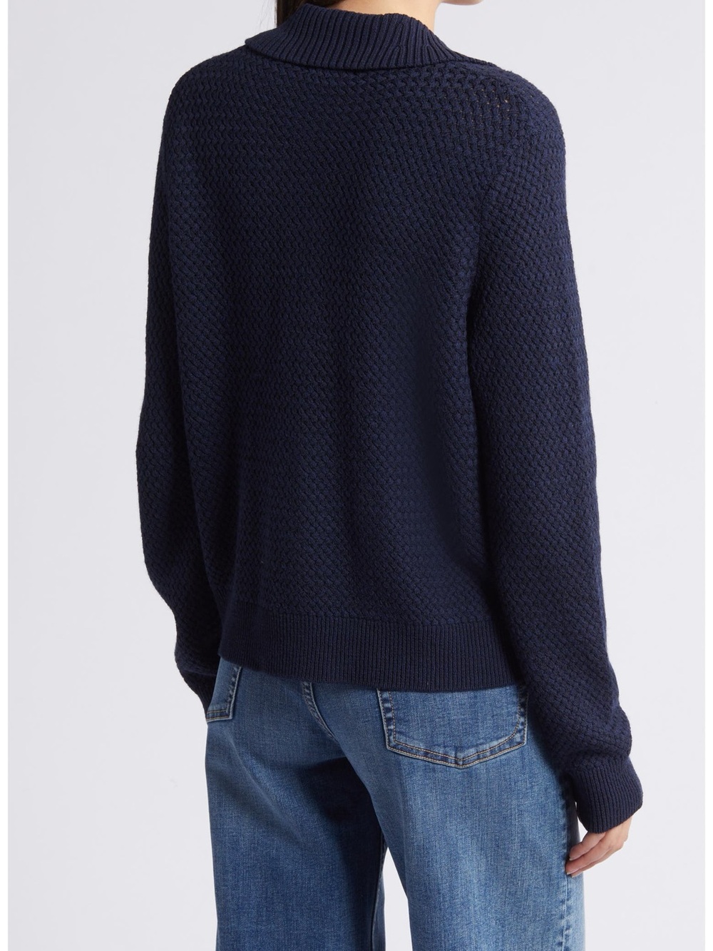 Rag & Bone S Basket Weave Knit Merino Blend Knit Preppy Navy Cardigan Gold - Picture 3 of 15